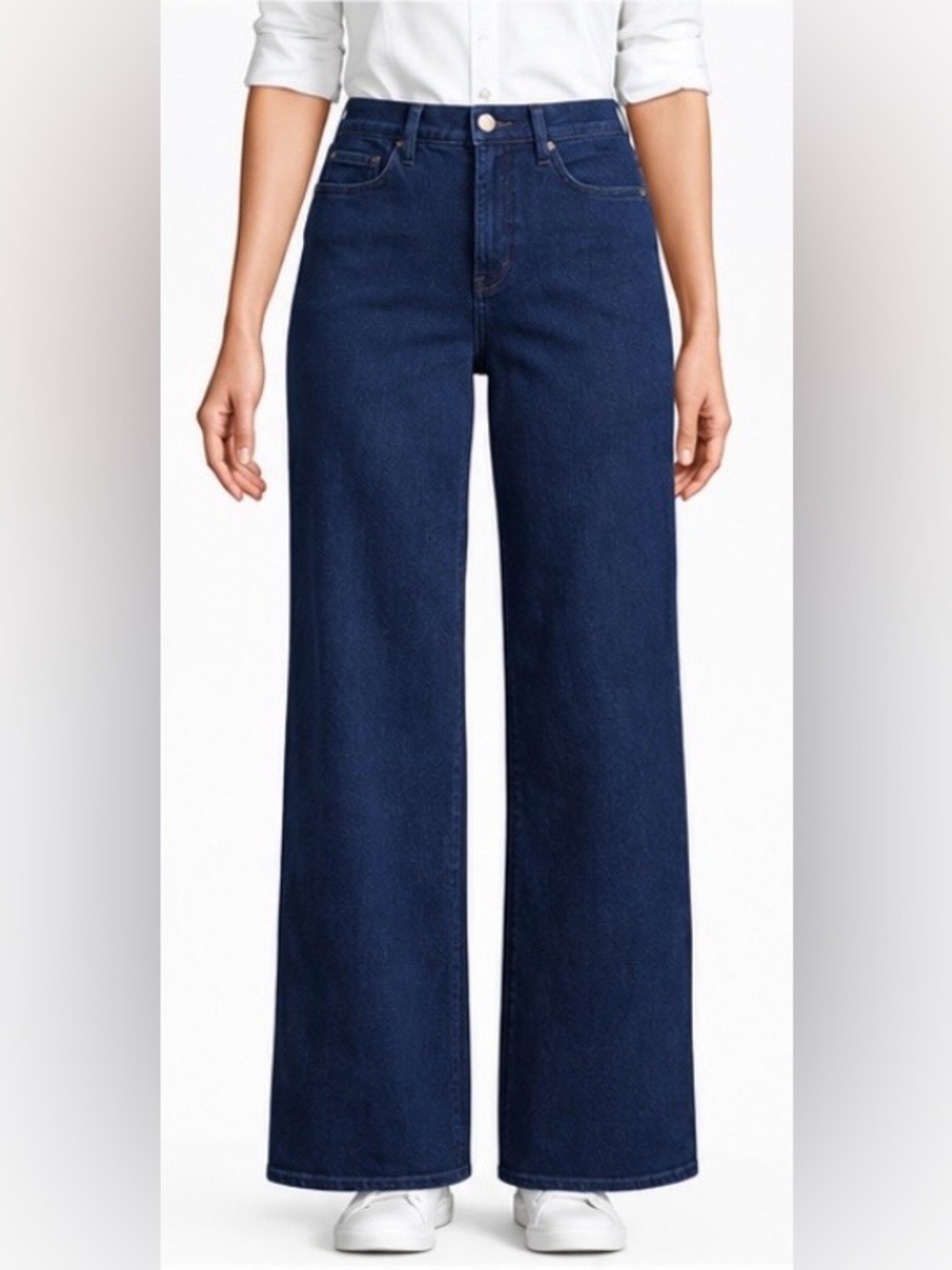 LandsEnd NWOT Women’s R Sport Knit High Waisted Wide Leg Stretch Denim Pants